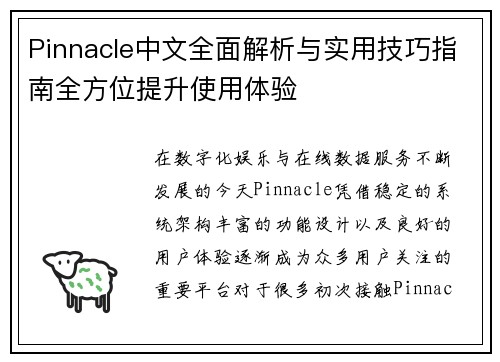 Pinnacle中文全面解析与实用技巧指南全方位提升使用体验 Pinnacle中文全面解析与实用技巧指南全方位提升使用体验